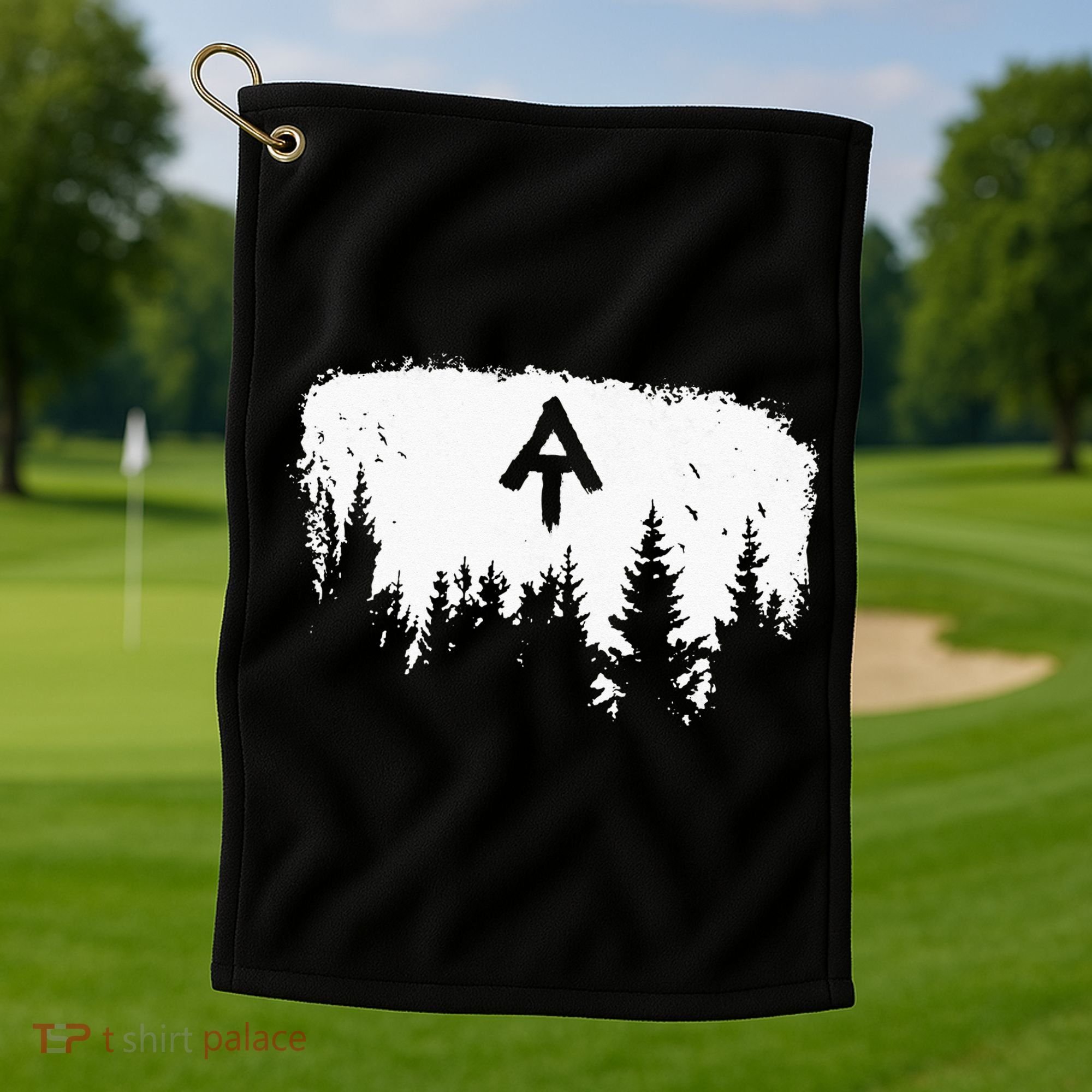 White Blaze Appalachian AT Trail Minimalist Pine Tree Hike Golf Towel