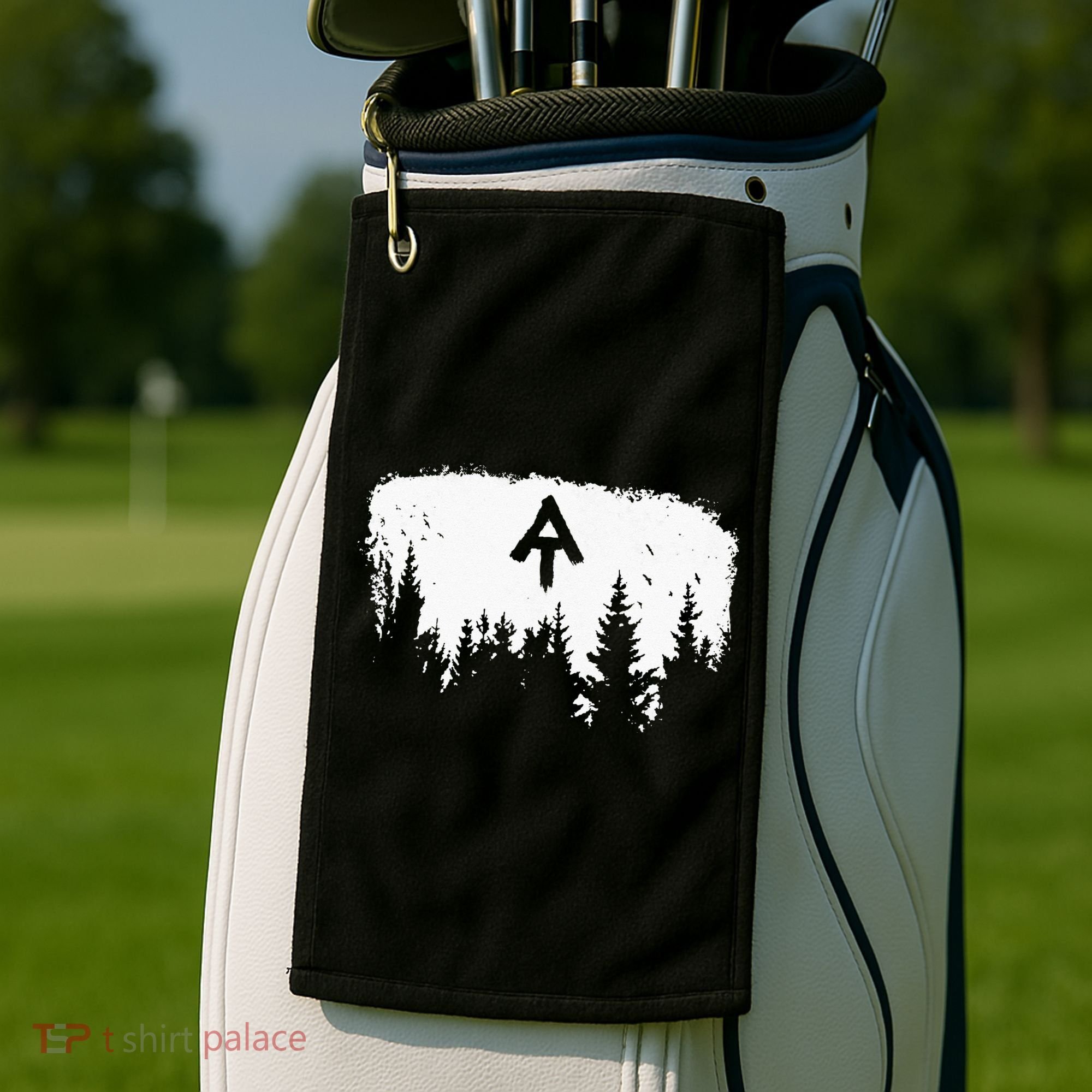 White Blaze Appalachian AT Trail Minimalist Pine Tree Hike Golf Towel