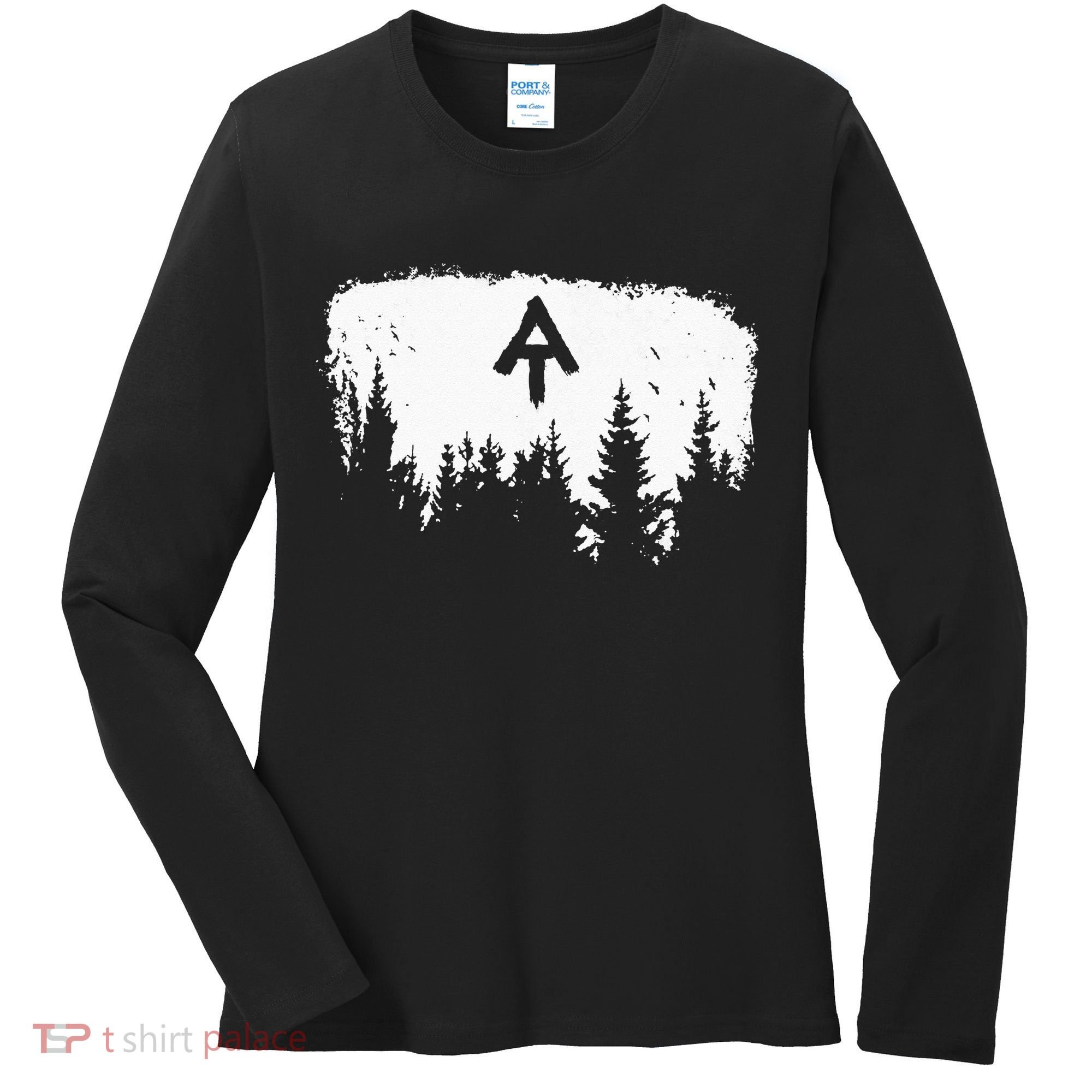 White Blaze Appalachian AT Trail Minimalist Pine Tree Hike Women's Long Sleeve Shirt