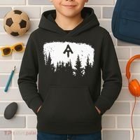 White Blaze Appalachian AT Trail Minimalist Pine Tree Hike Kids Hoodie thumb 2