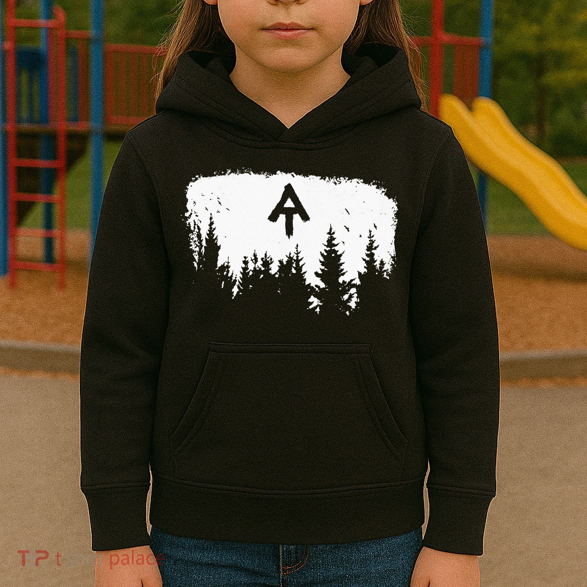 White Blaze Appalachian AT Trail Minimalist Pine Tree Hike Kids Hoodie