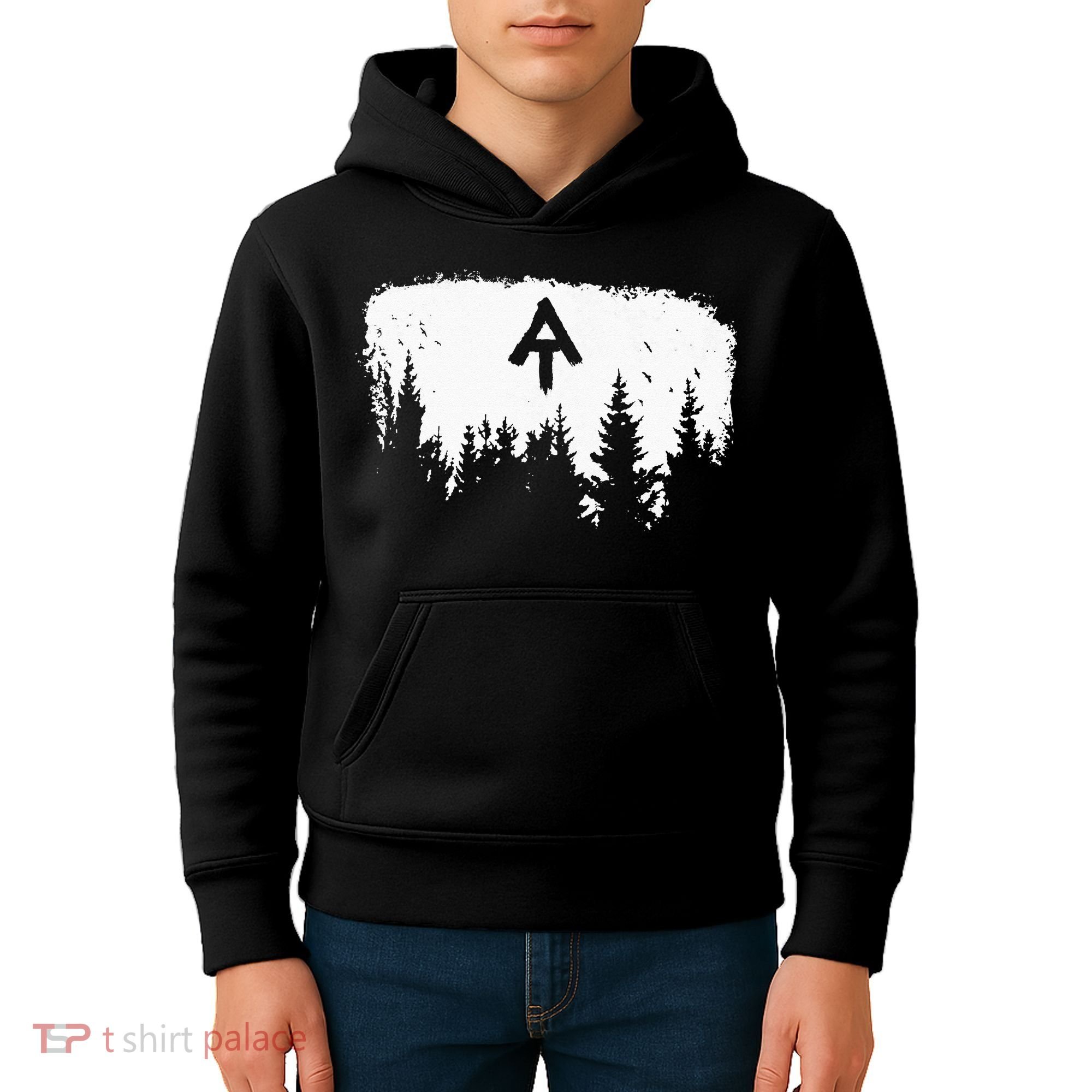 White Blaze Appalachian AT Trail Minimalist Pine Tree Hike Kids Hoodie