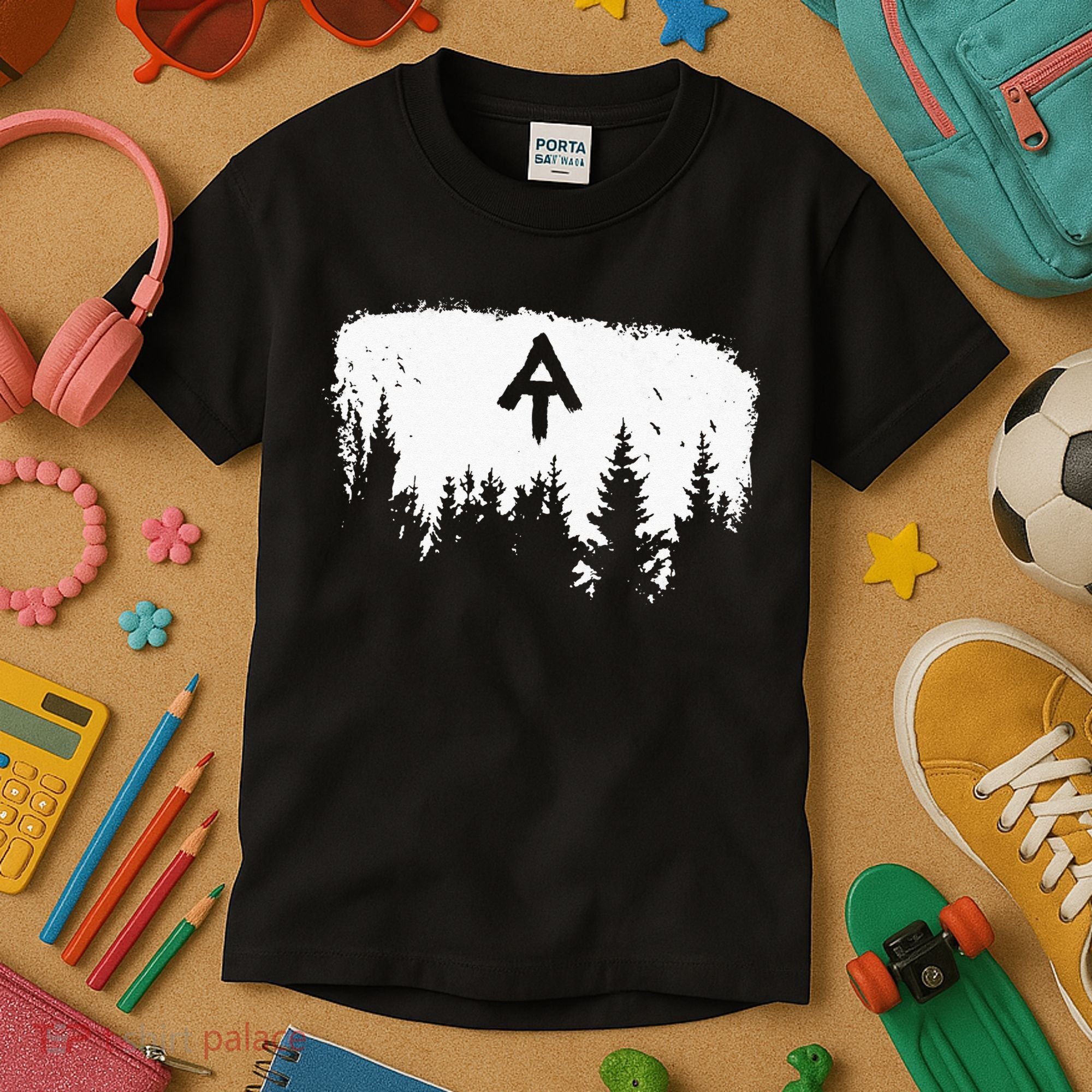 White Blaze Appalachian AT Trail Minimalist Pine Tree Hike Kids T-Shirt