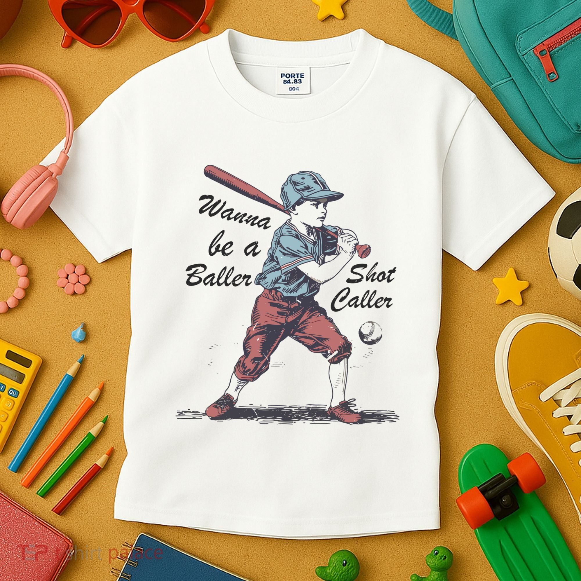 Wanna Be A Baller Shot Caller Kids T-Shirt