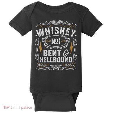 Whiskey Bent And Hellbound Country Music Biker Bourbon Baby Bodysuit