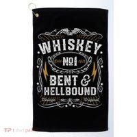 Whiskey Bent And Hellbound Country Music Biker Bourbon Golf Towel thumb 0