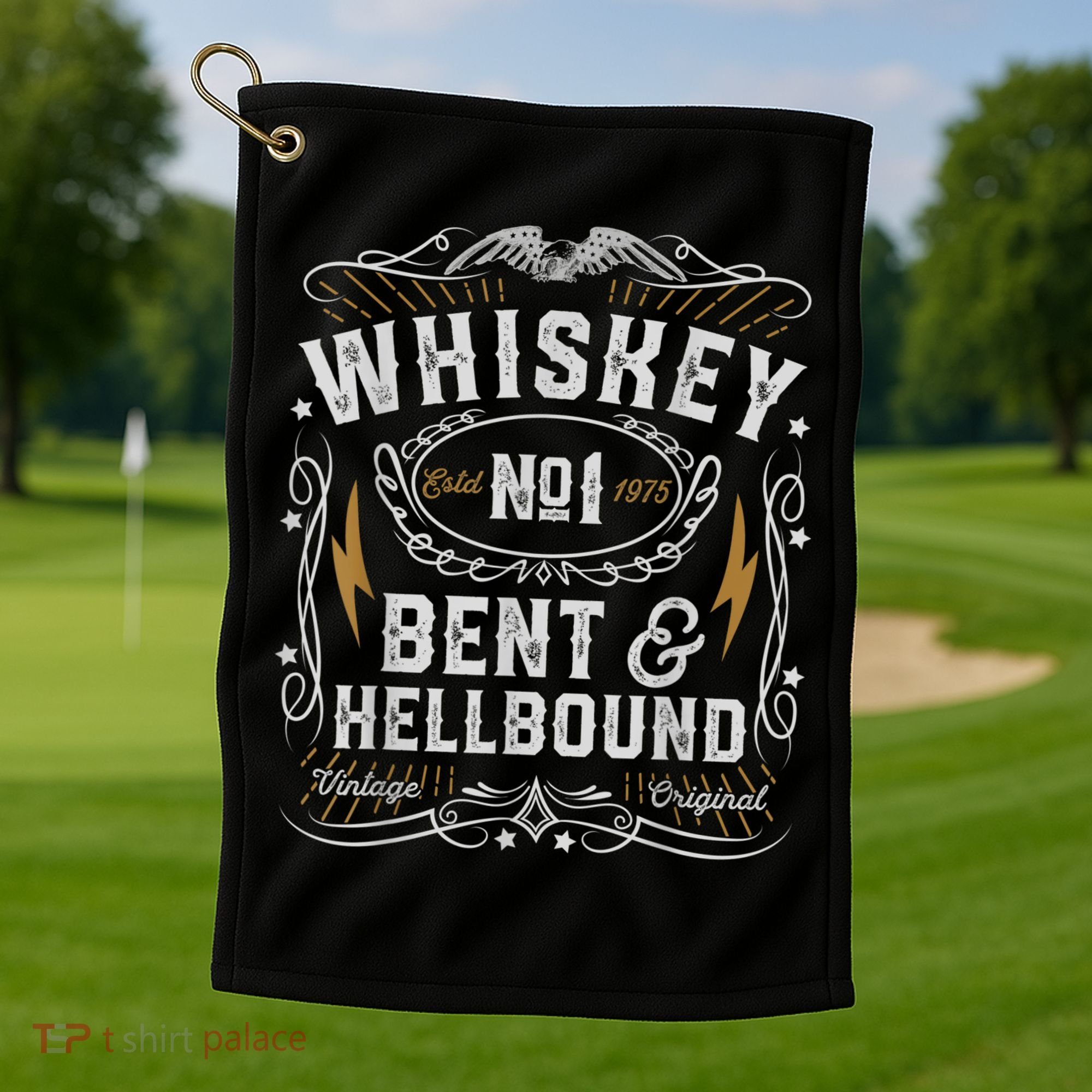Whiskey Bent And Hellbound Country Music Biker Bourbon Golf Towel