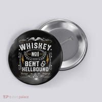 Whiskey Bent And Hellbound Country Music Biker Bourbon Gift Button thumb 0