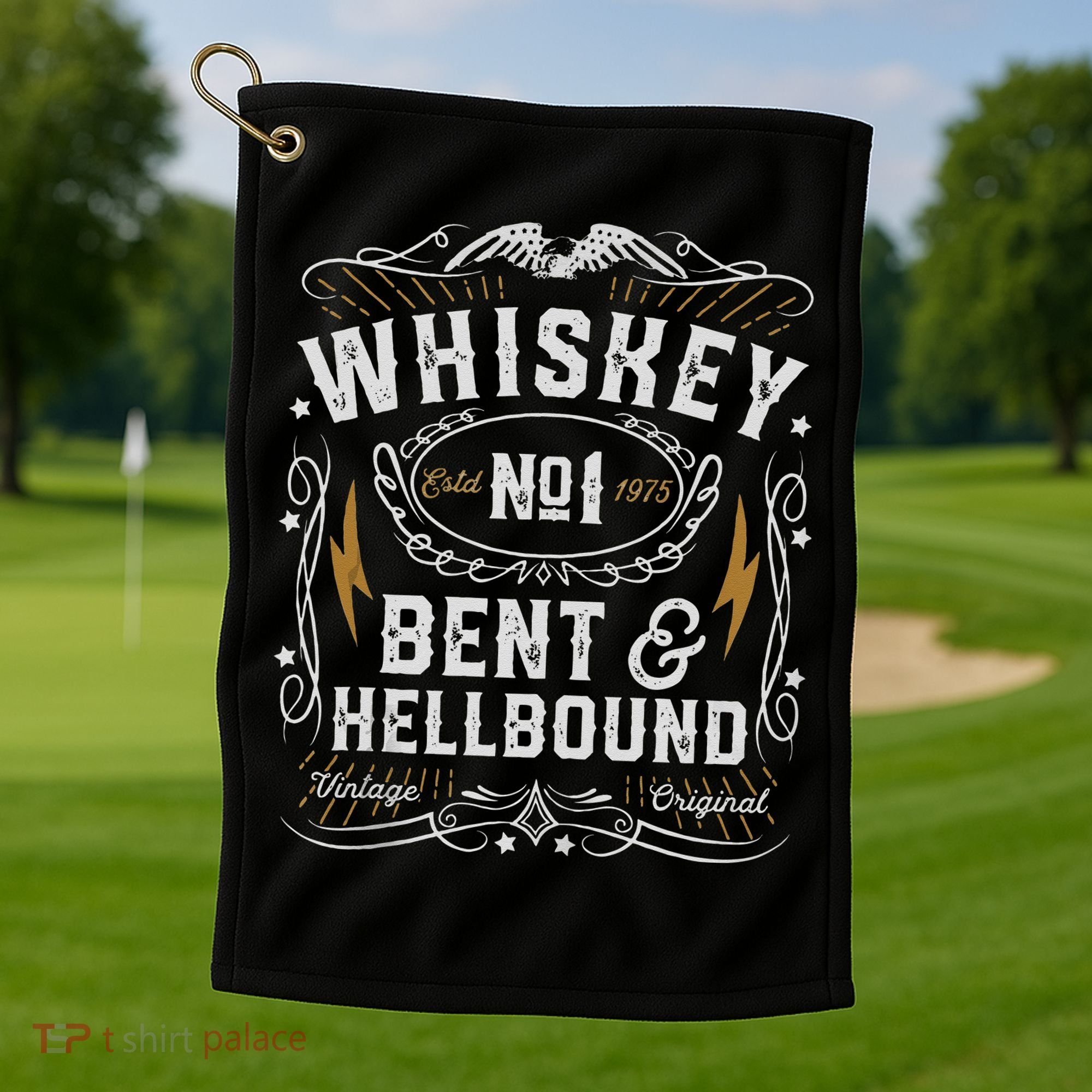 Whiskey Bent And Hellbound Country Music Biker Bourbon Gift Golf Towel