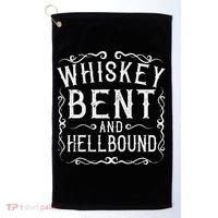 Whiskey Bent And Hellbound Country Biker Bourbon Gift Golf Towel thumb 0