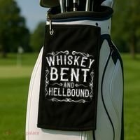Whiskey Bent And Hellbound Country Biker Bourbon Gift Golf Towel thumb 2