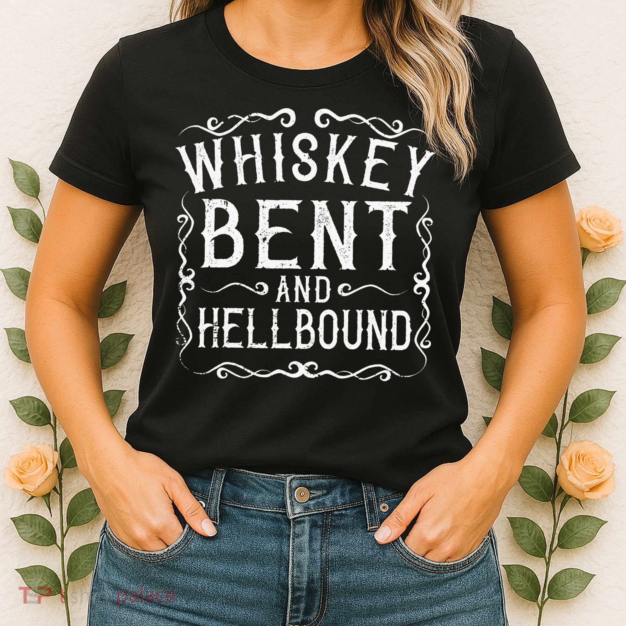 Whiskey Bent And Hellbound Country Biker Bourbon Gift Women's T-Shirt