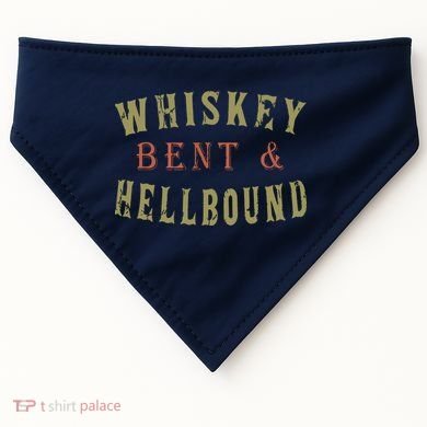 Whiskey Bent And Hell Bound Drinking Drunk Party Hellbound USA-Made Doggie Bandana
