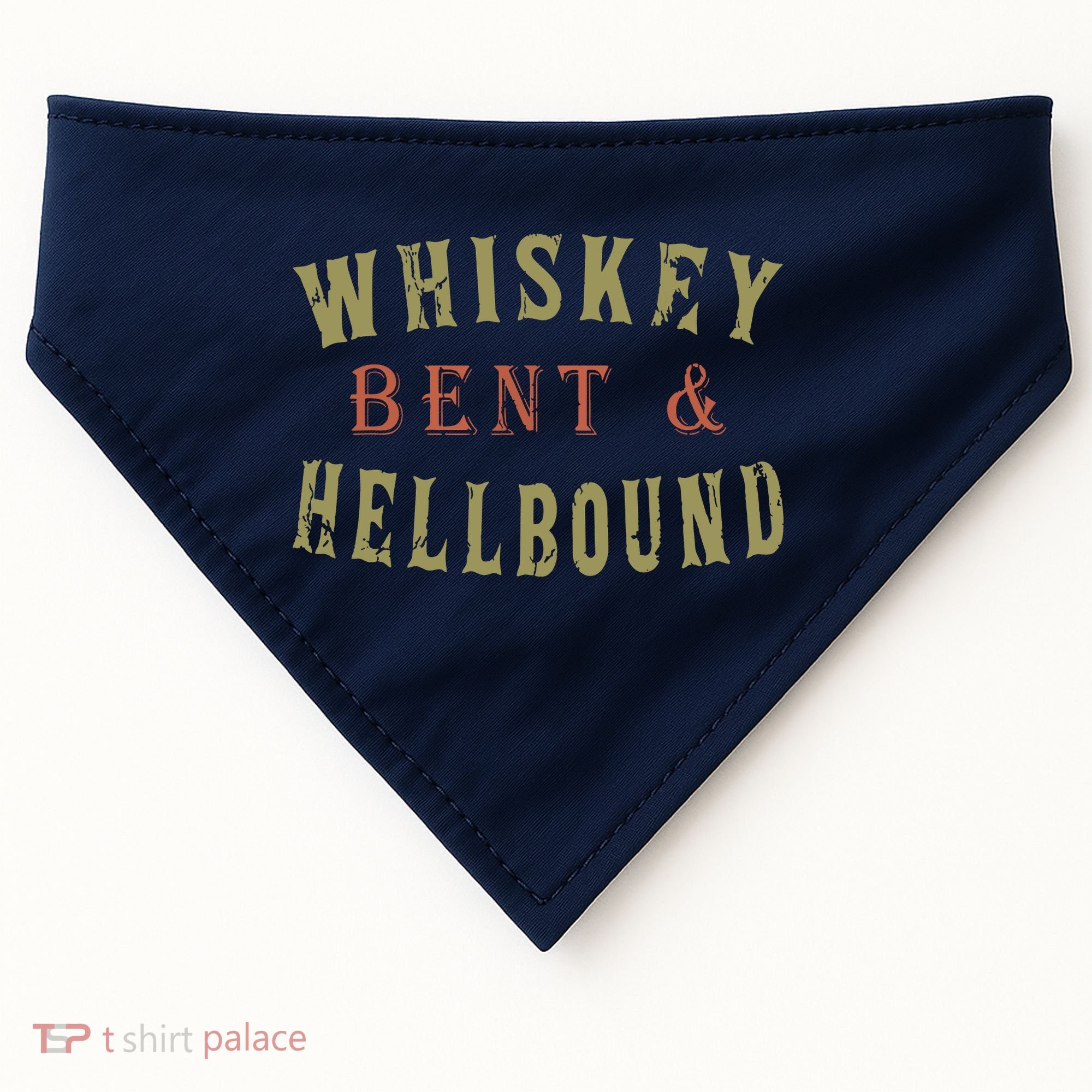 Whiskey Bent And Hell Bound Drinking Drunk Party Hellbound USA-Made Doggie Bandana