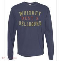 Whiskey Bent And Hell Bound Drinking Drunk Party Hellbound Comfort Colors Heavyweight Long Sleeve T-Shirt thumb 0