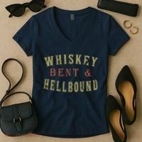 Whiskey Bent And Hell Bound Drinking Drunk Party Hellbound Women's V-Neck T-Shirt thumb 2