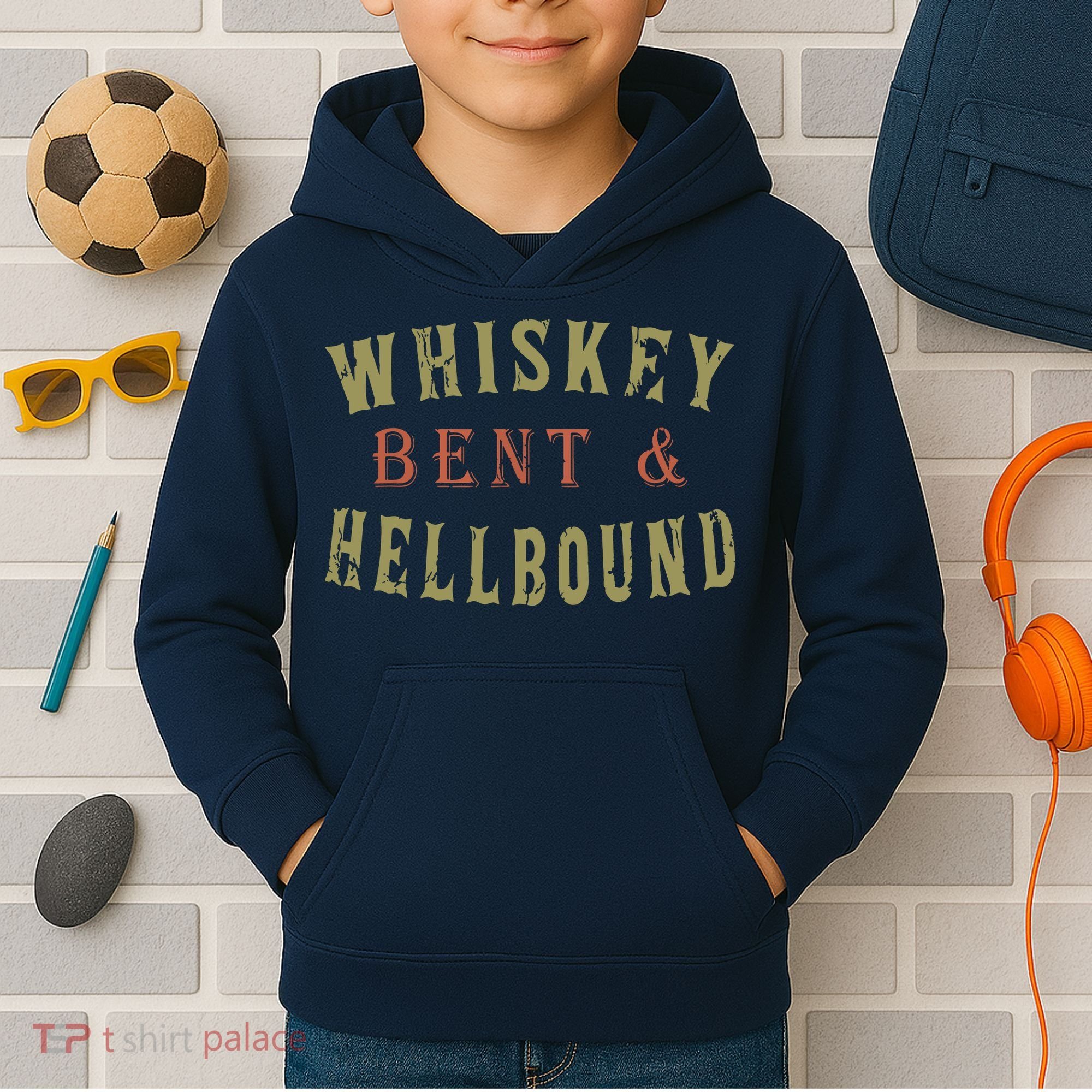 Whiskey Bent And Hell Bound Drinking Drunk Party Hellbound Kids Hoodie