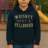Whiskey Bent And Hell Bound Drinking Drunk Party Hellbound Kids Hoodie thumb 3