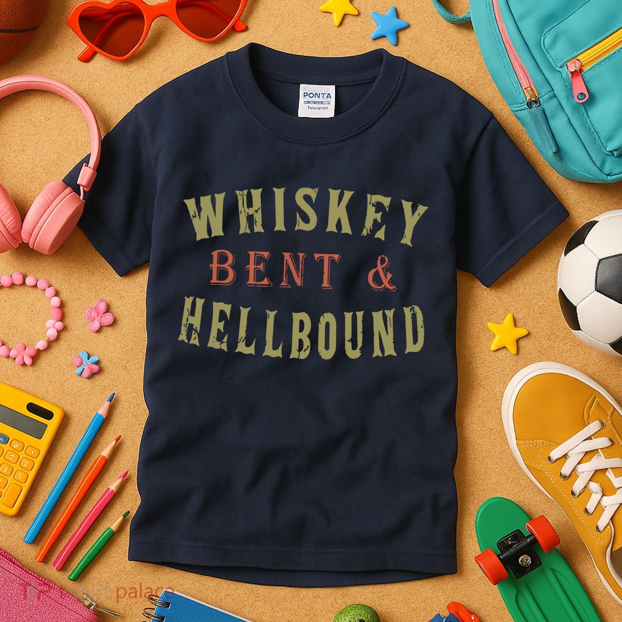 Whiskey Bent And Hell Bound Drinking Drunk Party Hellbound Kids T-Shirt