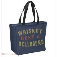 Whiskey Bent And Hell Bound Drinking Drunk Party Hellbound Tote Bag thumb 2