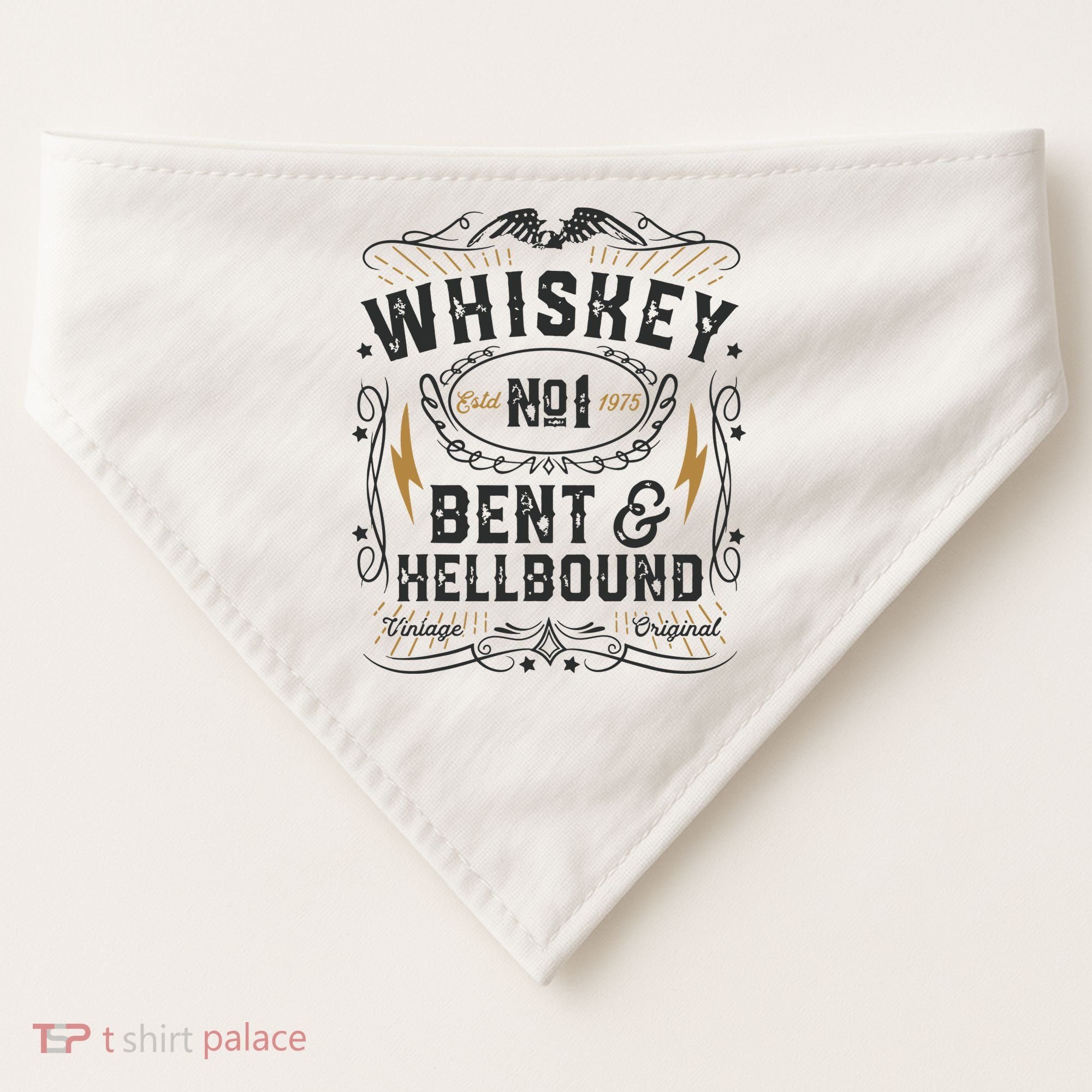 Whiskey Bent And Hellbound Country Music Biker Bourbon Gift USA-Made Doggie Bandana