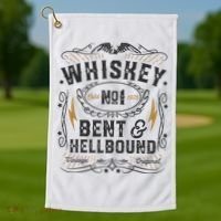 Whiskey Bent And Hellbound Country Music Biker Bourbon Gift Golf Towel thumb 1