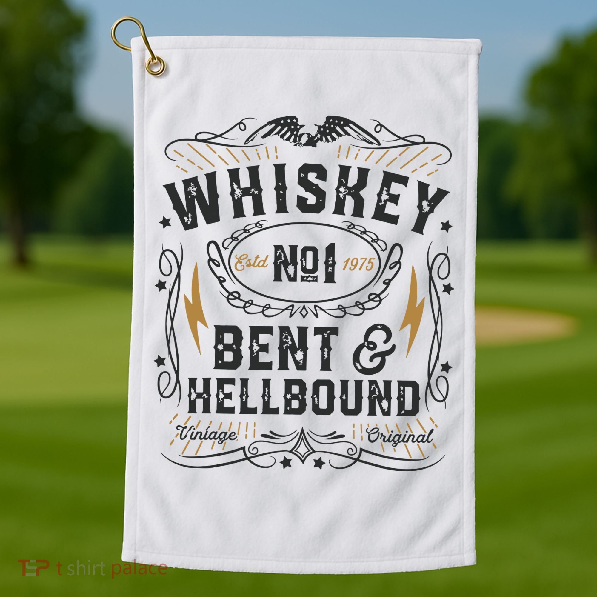 Whiskey Bent And Hellbound Country Music Biker Bourbon Gift Golf Towel