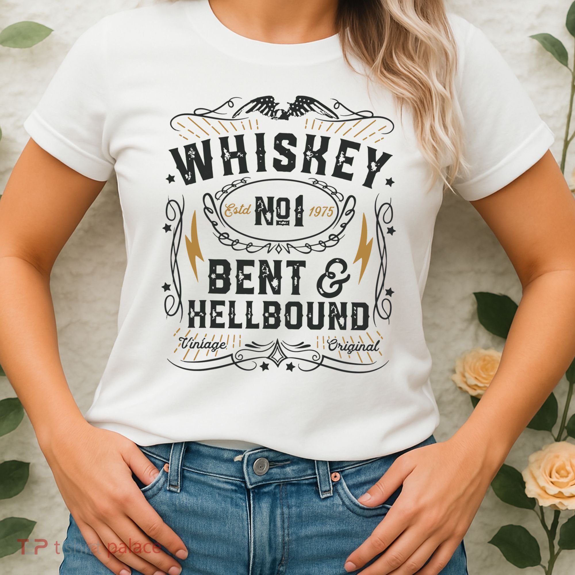 Whiskey Bent And Hellbound Country Music Biker Bourbon Gift Women's T-Shirt