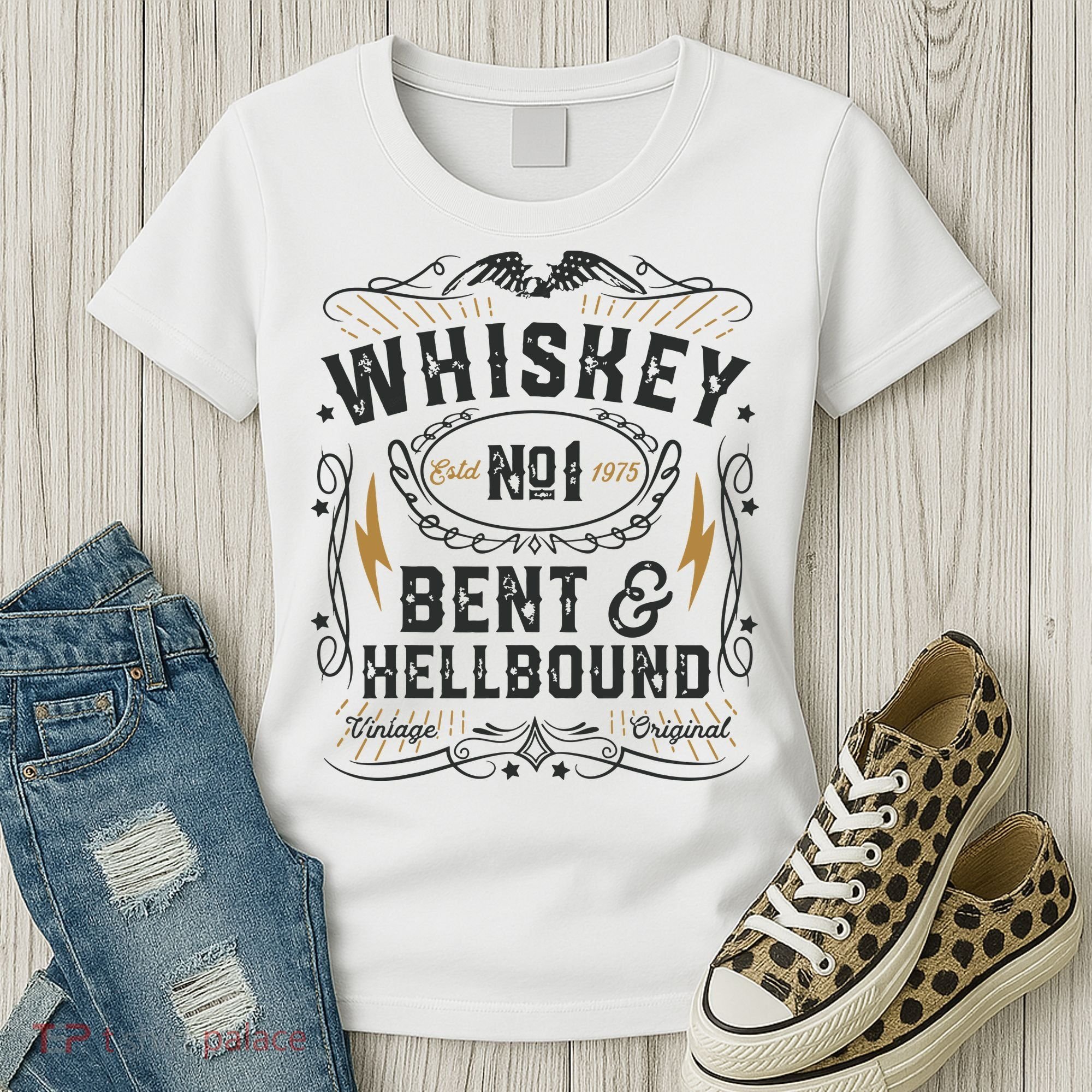 Whiskey Bent And Hellbound Country Music Biker Bourbon Gift Women's T-Shirt