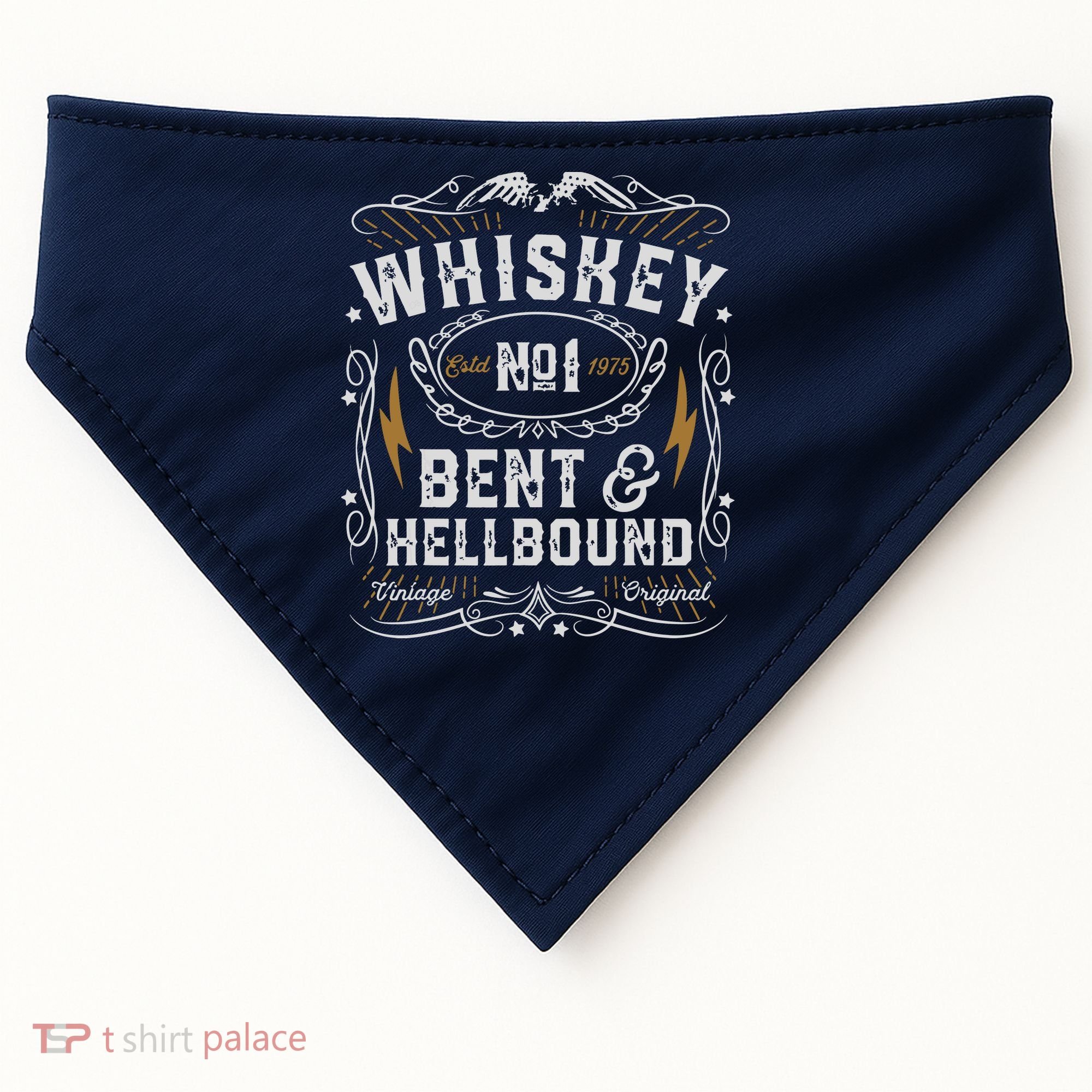 Whiskey Bent And Hellbound Country Music Biker Bourbon Gift USA-Made Doggie Bandana