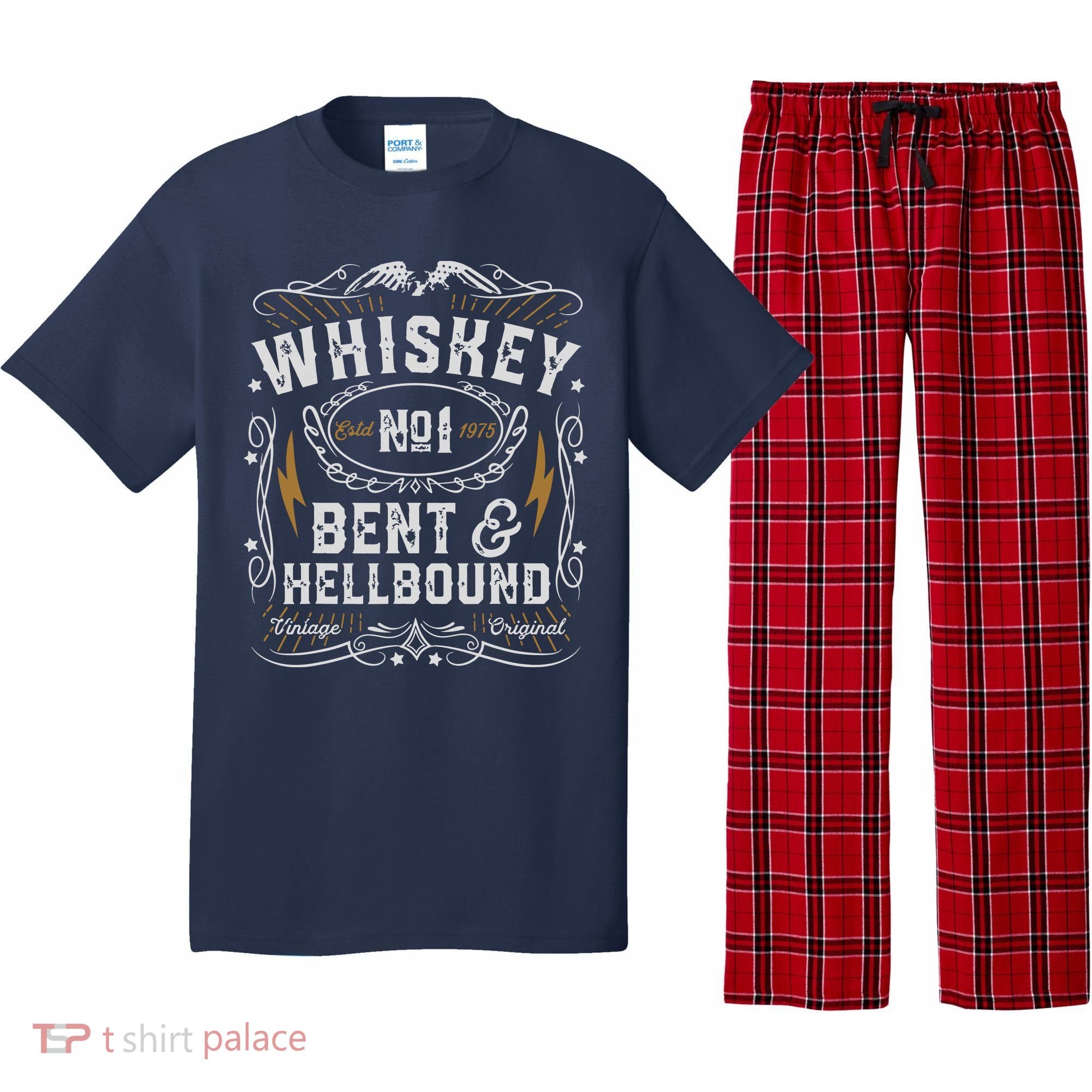 Whiskey Bent And Hellbound Country Music Biker Bourbon Gift Pajama Set