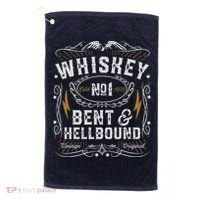 Whiskey Bent And Hellbound Country Music Biker Bourbon Gift Golf Towel thumb 0