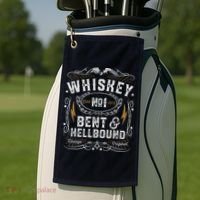 Whiskey Bent And Hellbound Country Music Biker Bourbon Gift Golf Towel thumb 2