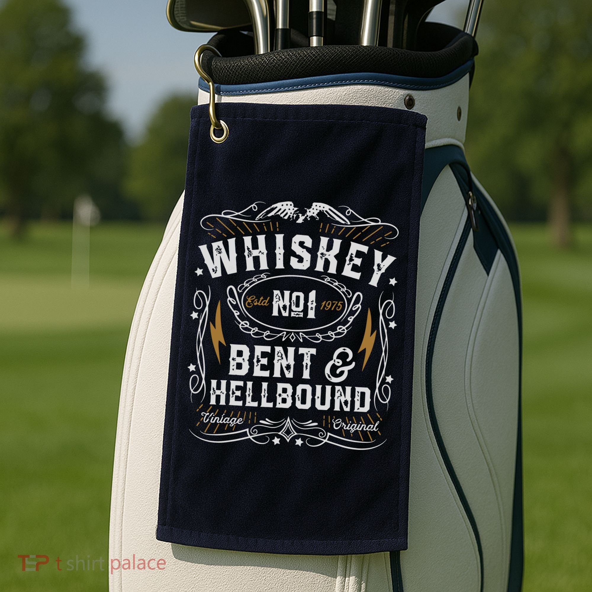 Whiskey Bent And Hellbound Country Music Biker Bourbon Gift Golf Towel