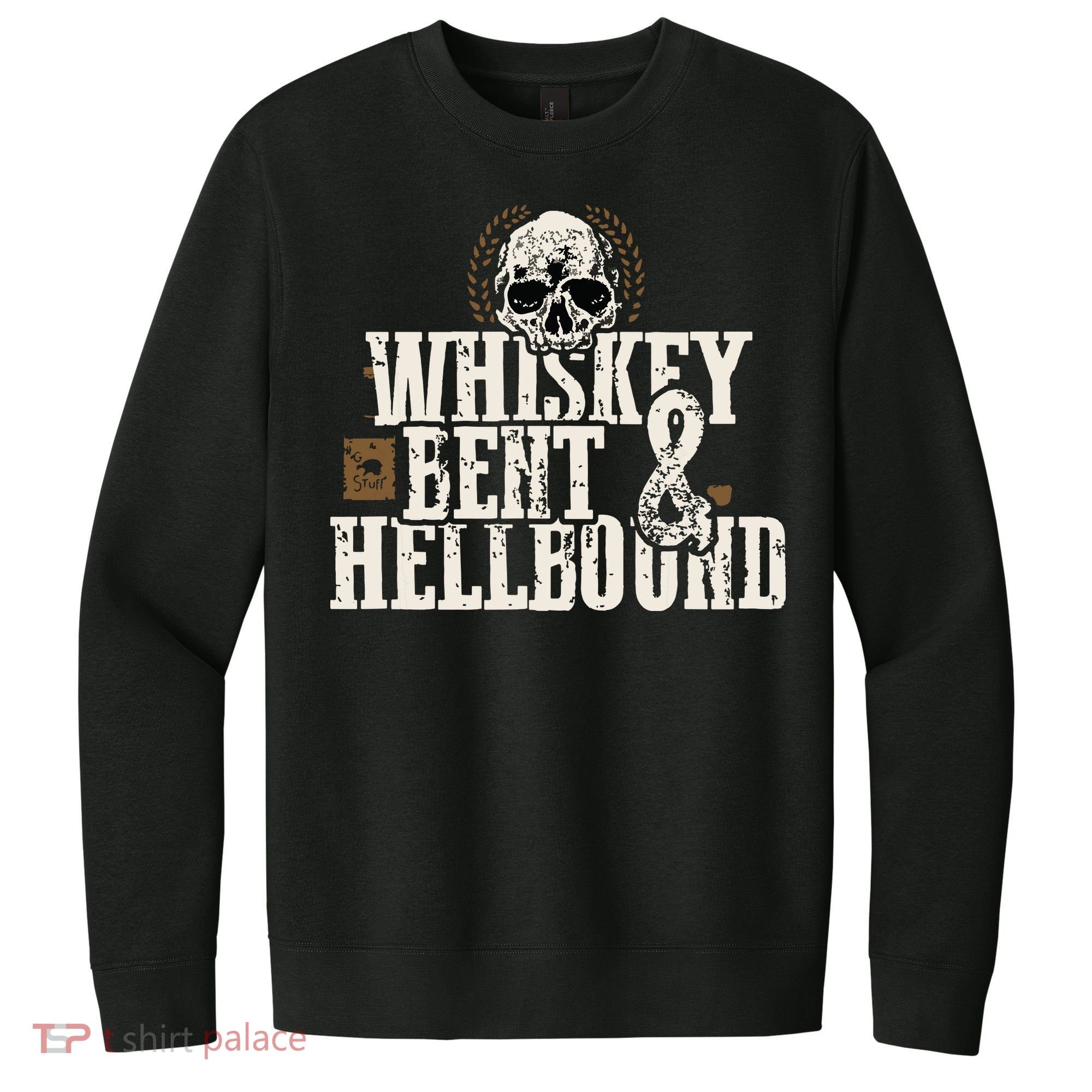 Whiskey Bent And Hellbound Shirts Distressed Biker Style V.I.T. Fleece Crew Sweatshirt