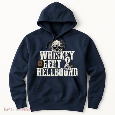 Whiskey Bent And Hellbound Shirts Distressed Biker Style Hoodie