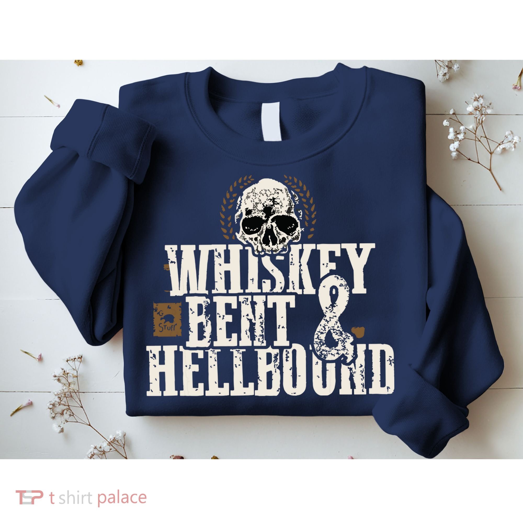 Whiskey Bent And Hellbound Shirts Distressed Biker Style Sweatshirt