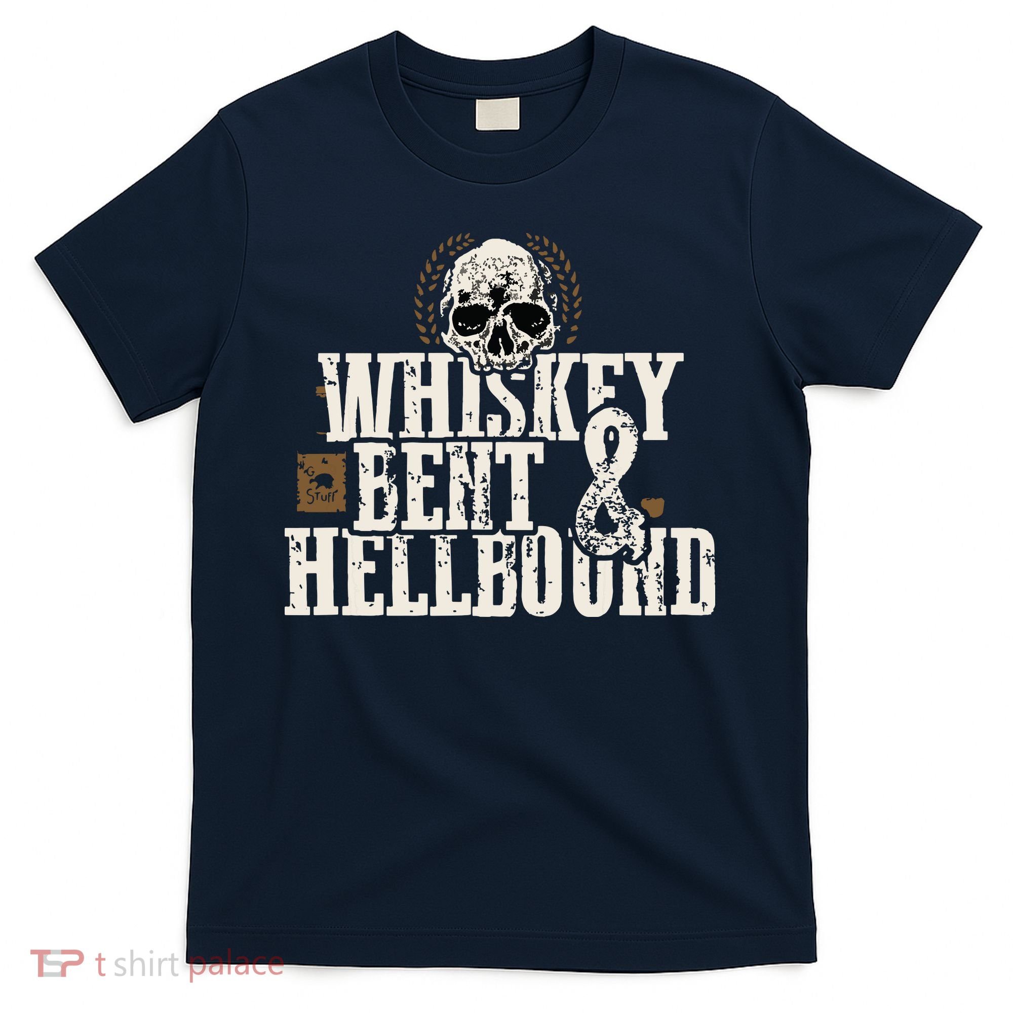 Whiskey Bent And Hellbound Shirts Distressed Biker Style T-Shirt