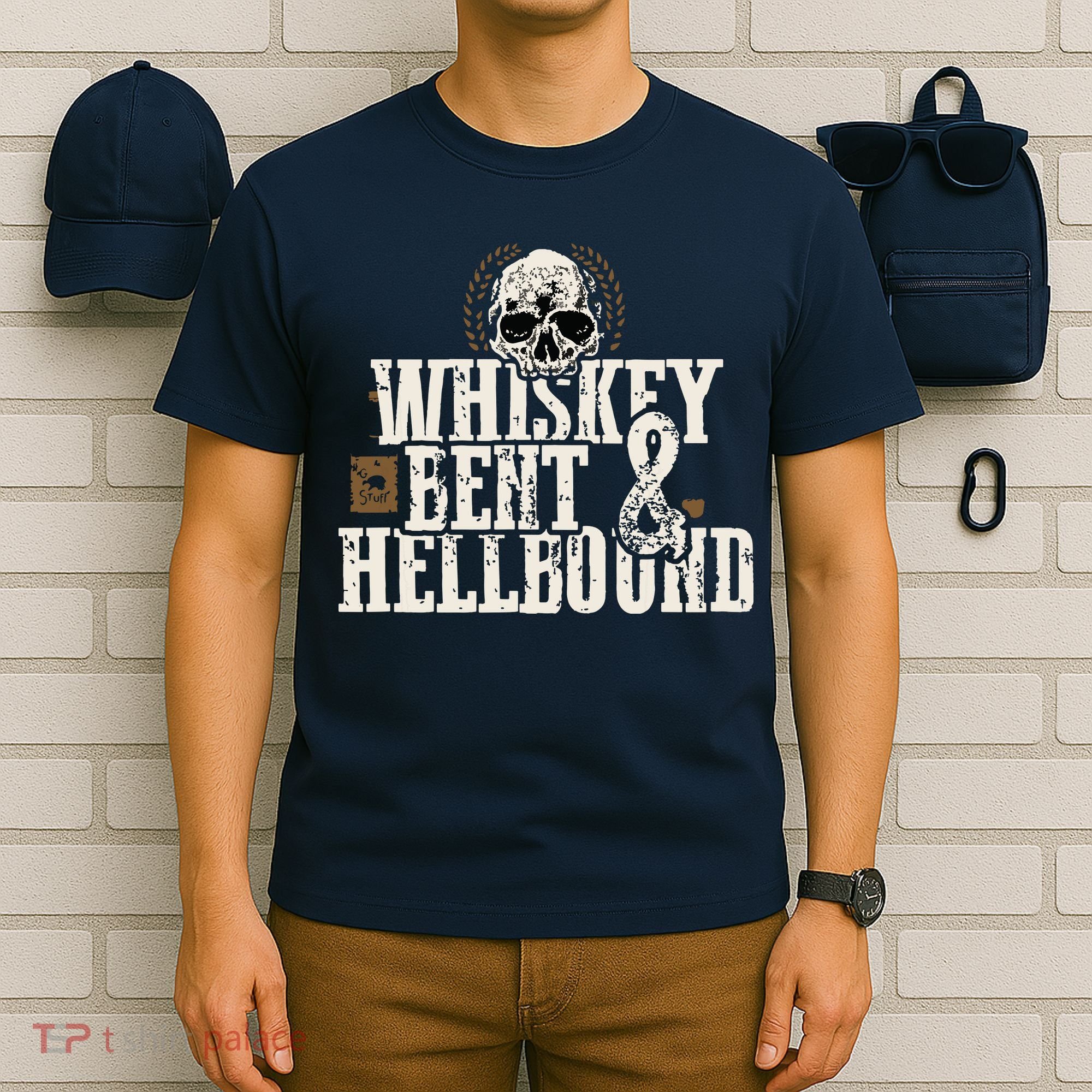 Whiskey Bent And Hellbound Shirts Distressed Biker Style T-Shirt