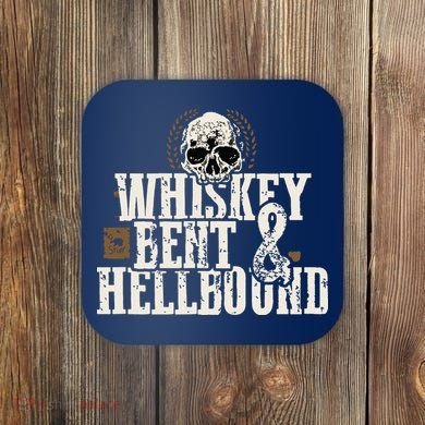 Whiskey Bent And Hellbound Shirts Distressed Biker Style Coaster