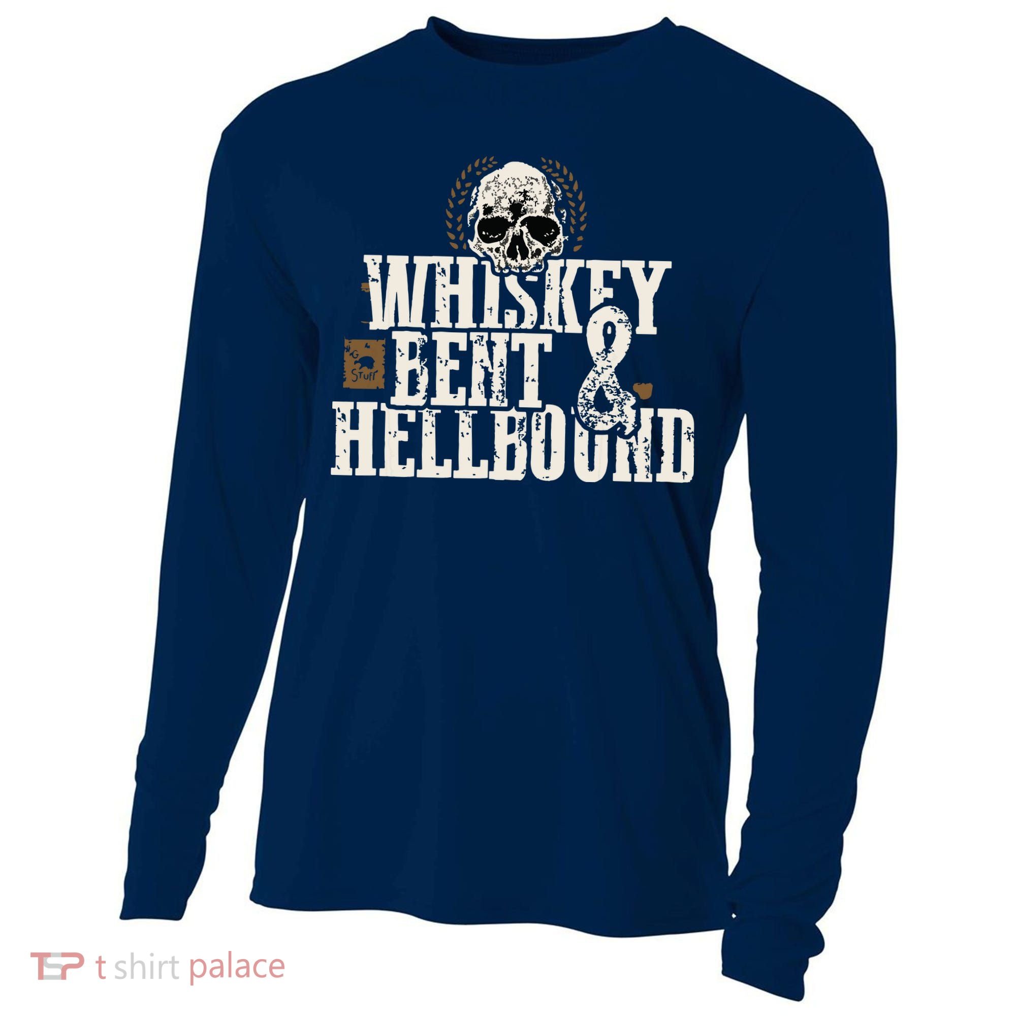 Whiskey Bent And Hellbound Shirts Distressed Biker Style Cooling Performance Long Sleeve Crew