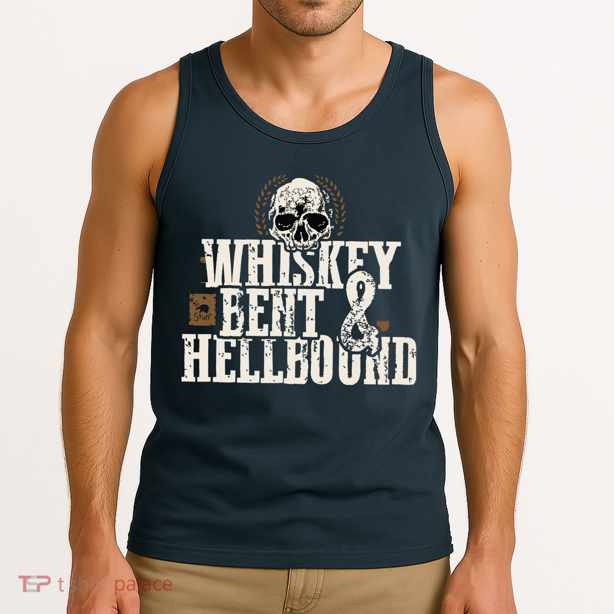 Whiskey Bent And Hellbound Shirts Distressed Biker Style Tank Top