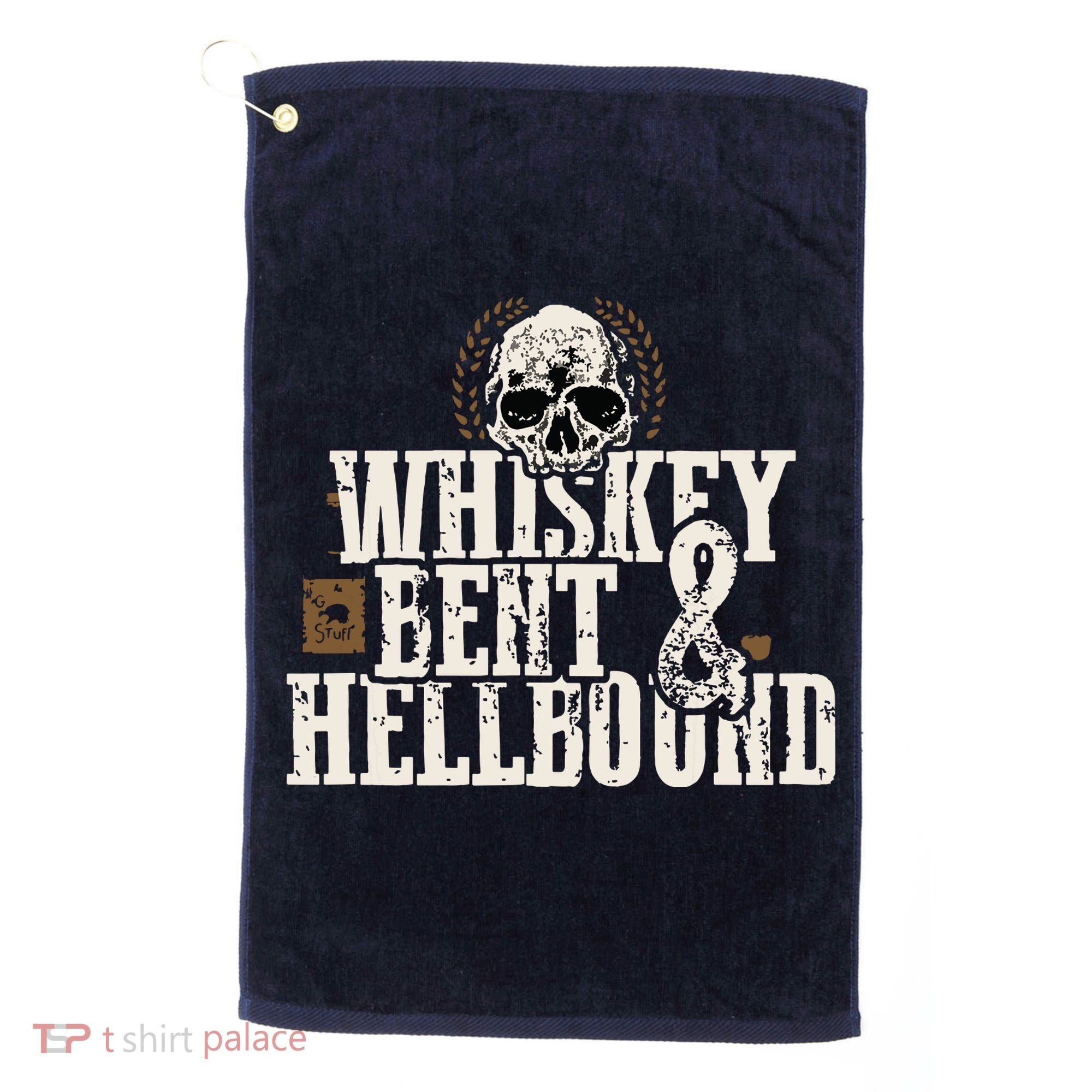 Whiskey Bent And Hellbound Shirts Distressed Biker Style Golf Towel