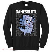Whimsical Blue Axolotl With Gaming Sports Cap And Scarf Sweatshirt thumb 0