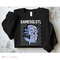 Whimsical Blue Axolotl With Gaming Sports Cap And Scarf Sweatshirt thumb 2