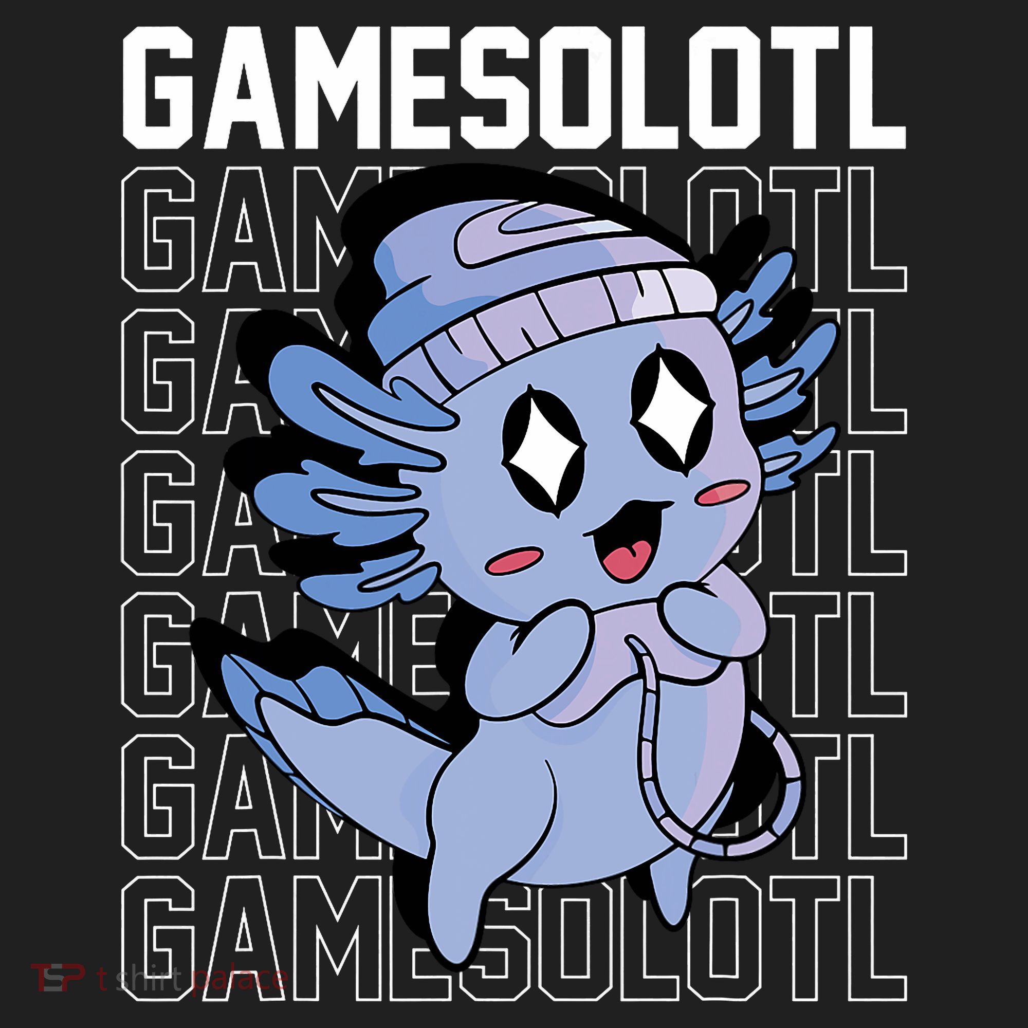 Whimsical Blue Axolotl With Gaming Sports Cap And Scarf Beanie