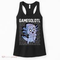 Whimsical Blue Axolotl With Gaming Sports Cap And Scarf Women's Tank Top thumb 0