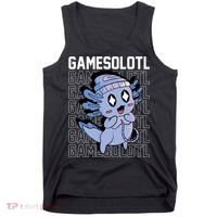 Whimsical Blue Axolotl With Gaming Sports Cap And Scarf Tank Top thumb 0