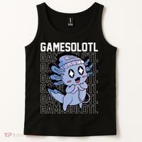 Whimsical Blue Axolotl With Gaming Sports Cap And Scarf Tank Top thumb 2