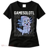Whimsical Blue Axolotl With Gaming Sports Cap And Scarf Women's T-Shirt thumb 0